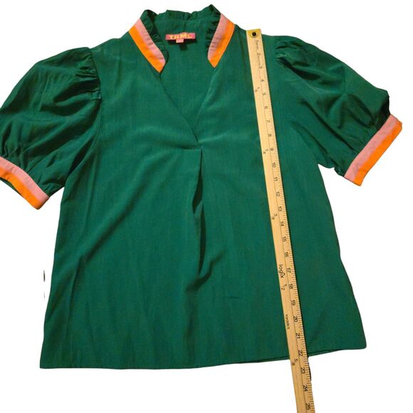 Anthropologie THML S Ruffled Orange Embroidered Top Boho Preppy Peasant - Picture 7 of 9